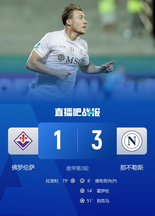 最新股票配资配资网 霍伊伦首秀破门！那不勒斯3-1佛罗伦萨领跑 德布劳内点射建功